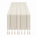 Chemin de Table Beige avec Franges Tressées 180x33 cm