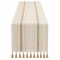 Chemin de Table Beige avec Pompons 180x35 cm
