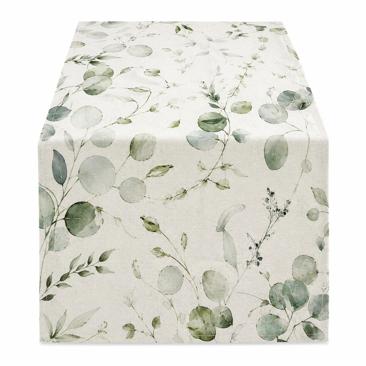 Chemin de Table Décoratif 140x40cm Motif Feuilles Vert