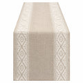 Chemin de Table Jacquard à Motif Géométrique Beige 180x35cm