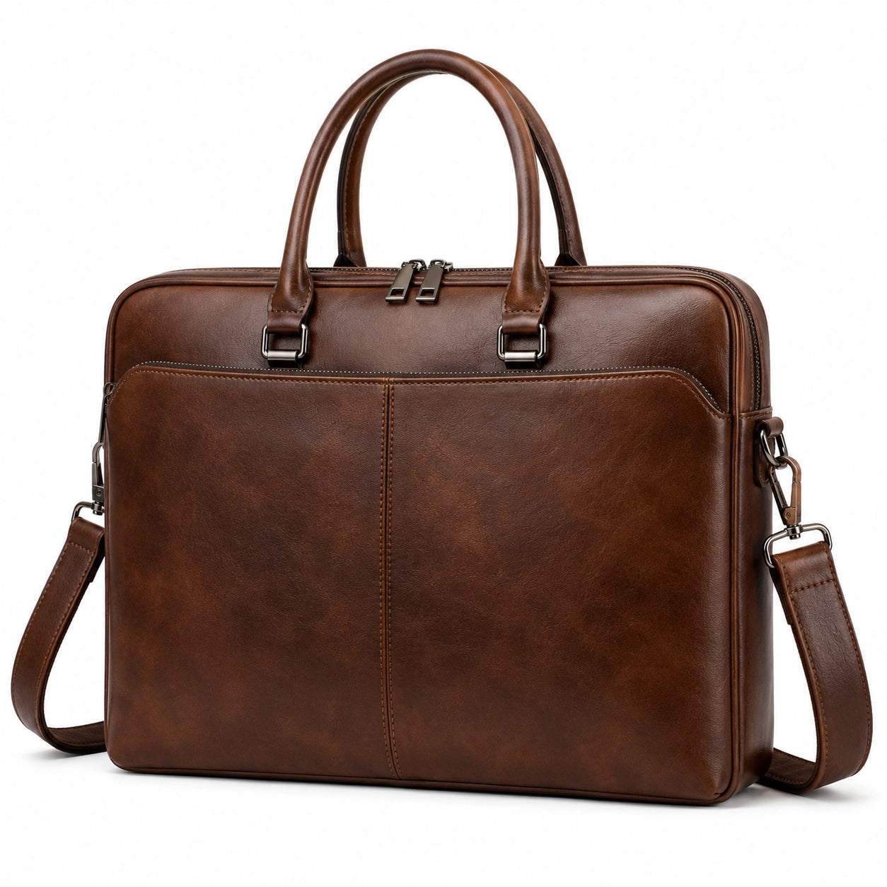 Sac d'ordinateur portable marron avec bandoulière ajustable