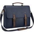 Sacoche elegante en cuir synthétique bleu et marron avec bandoulière réglable