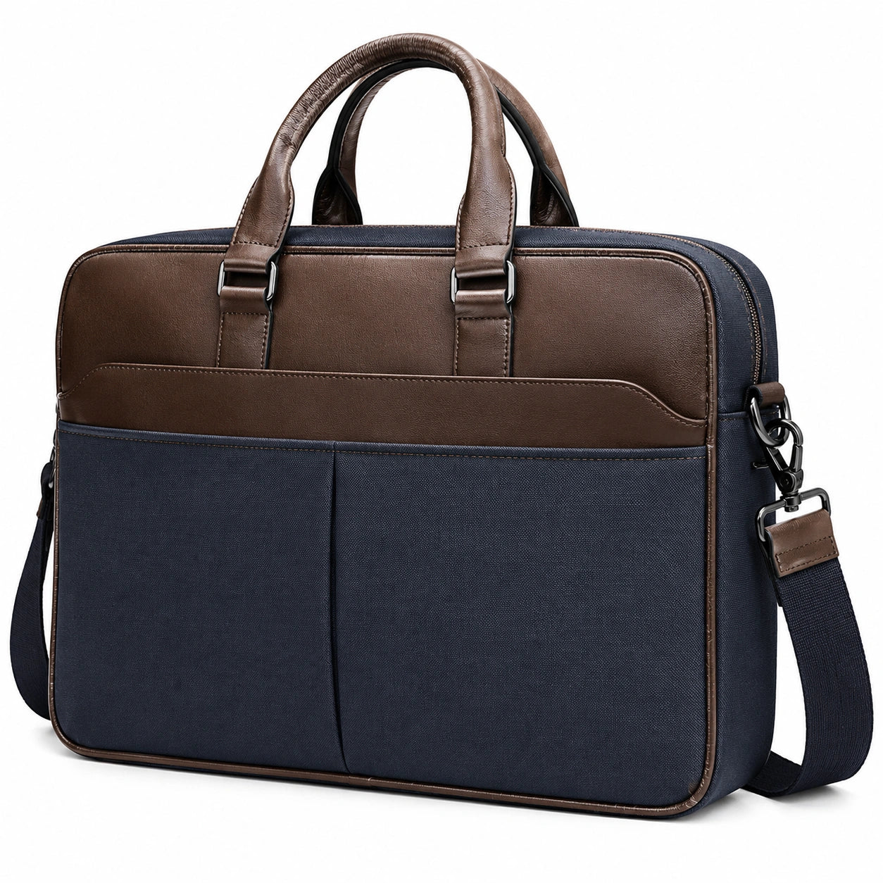 Sacoche pour ordinateur portable bleu et marron avec bandoulière
