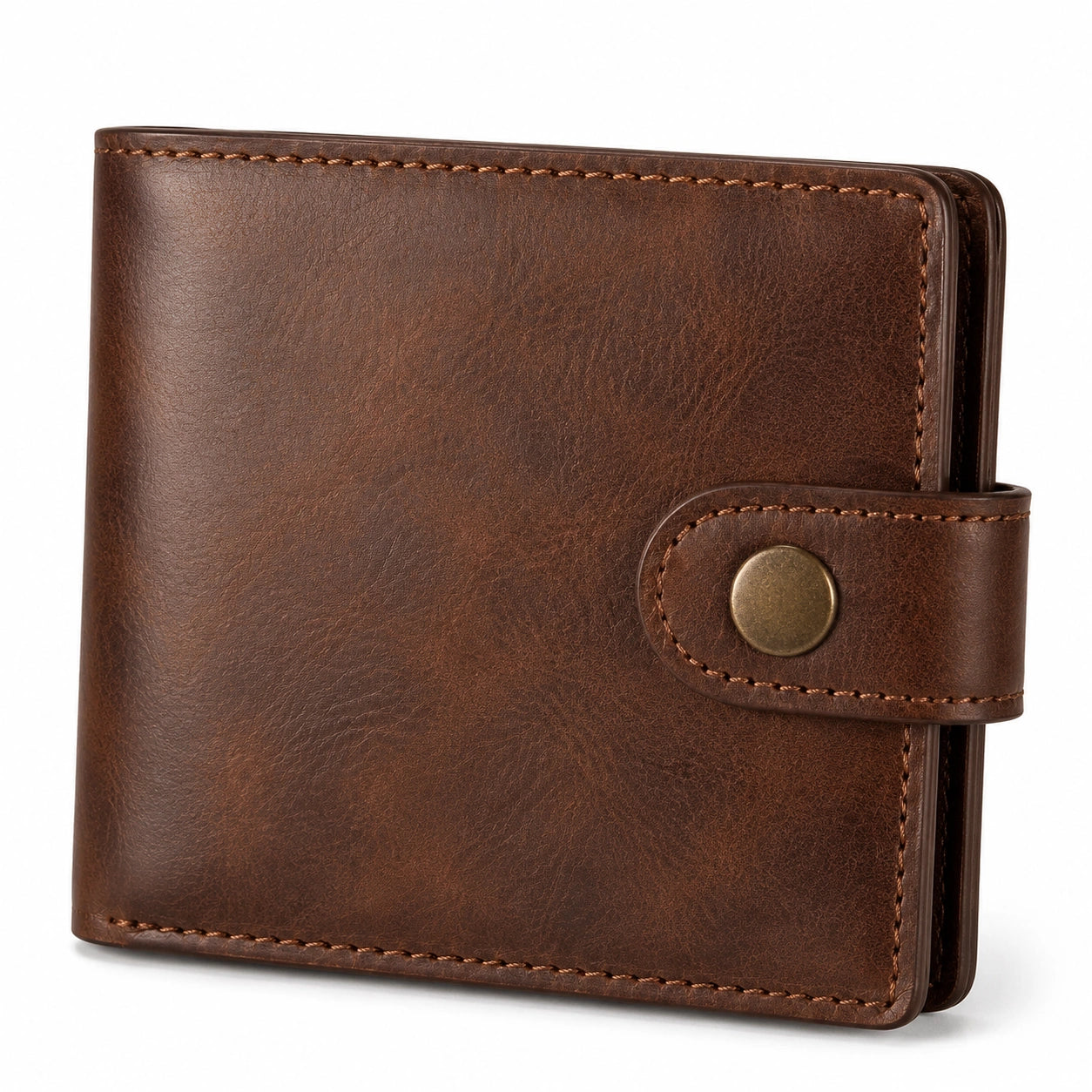 Portefeuille Classique Marron avec Fermeture à Pression