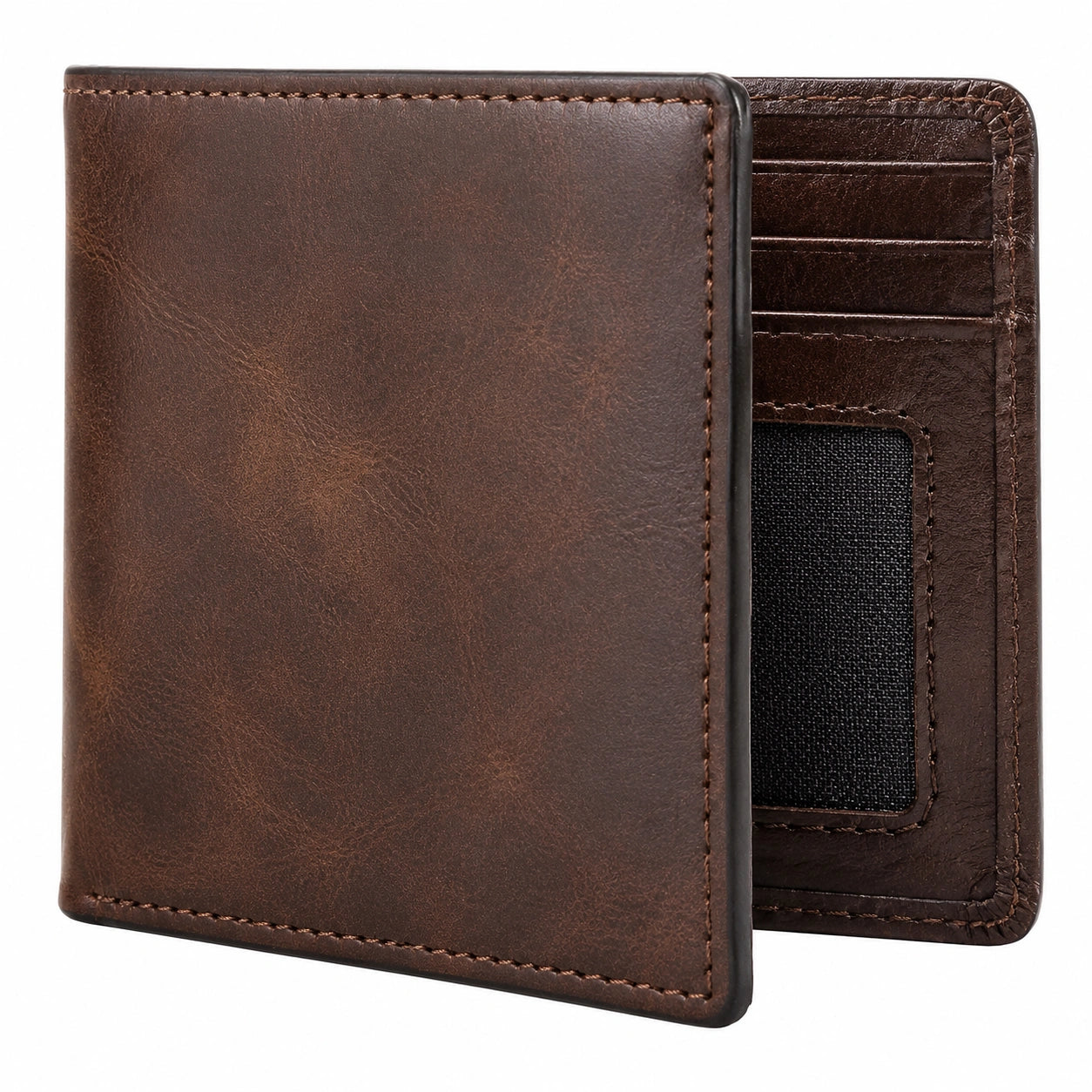 Portefeuille en cuir marron avec compartiments multiples