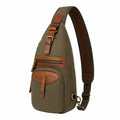Sac en bandoulière kaki avec détails en cuir