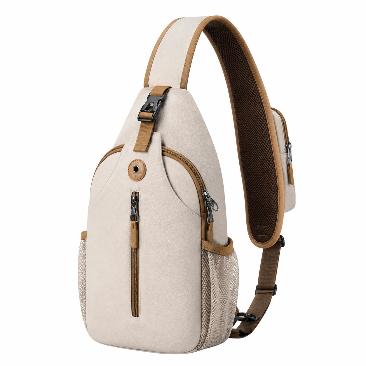 Sac à bandoulière antivol beige avec sangle réglable