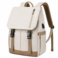 Sac à dos urbain avec rabat pour ordinateur portable - Beige et Marron