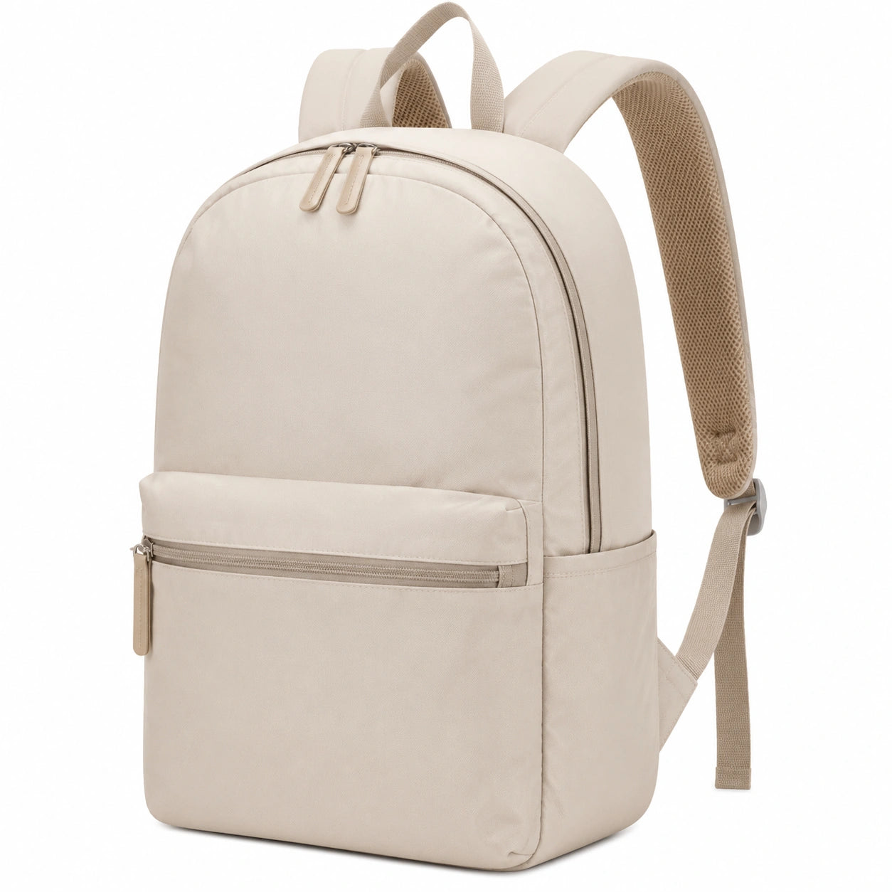 Sac à dos classique beige avec fermeture éclair