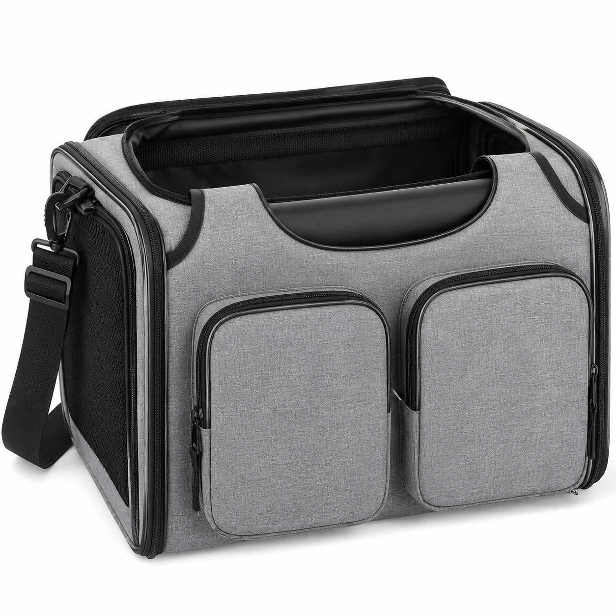 Sac de Transport pour Animaux Gris avec Rangement Pratique