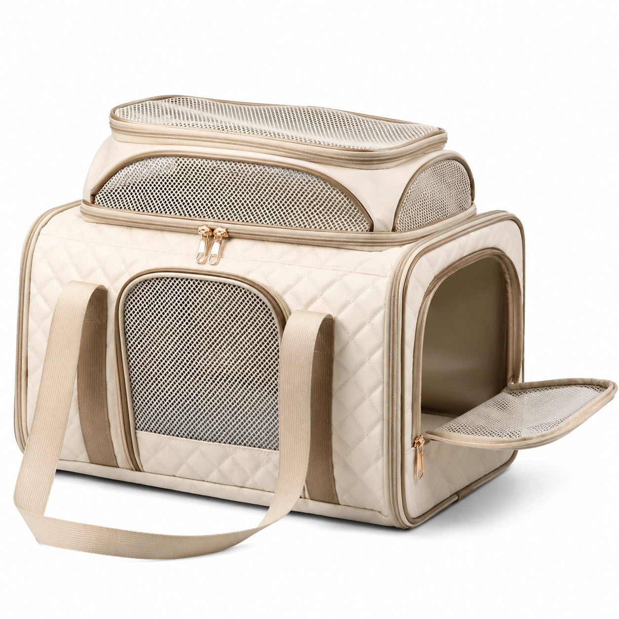 Sac de Transport pour Animaux en Maille Beige 48x25x28cm