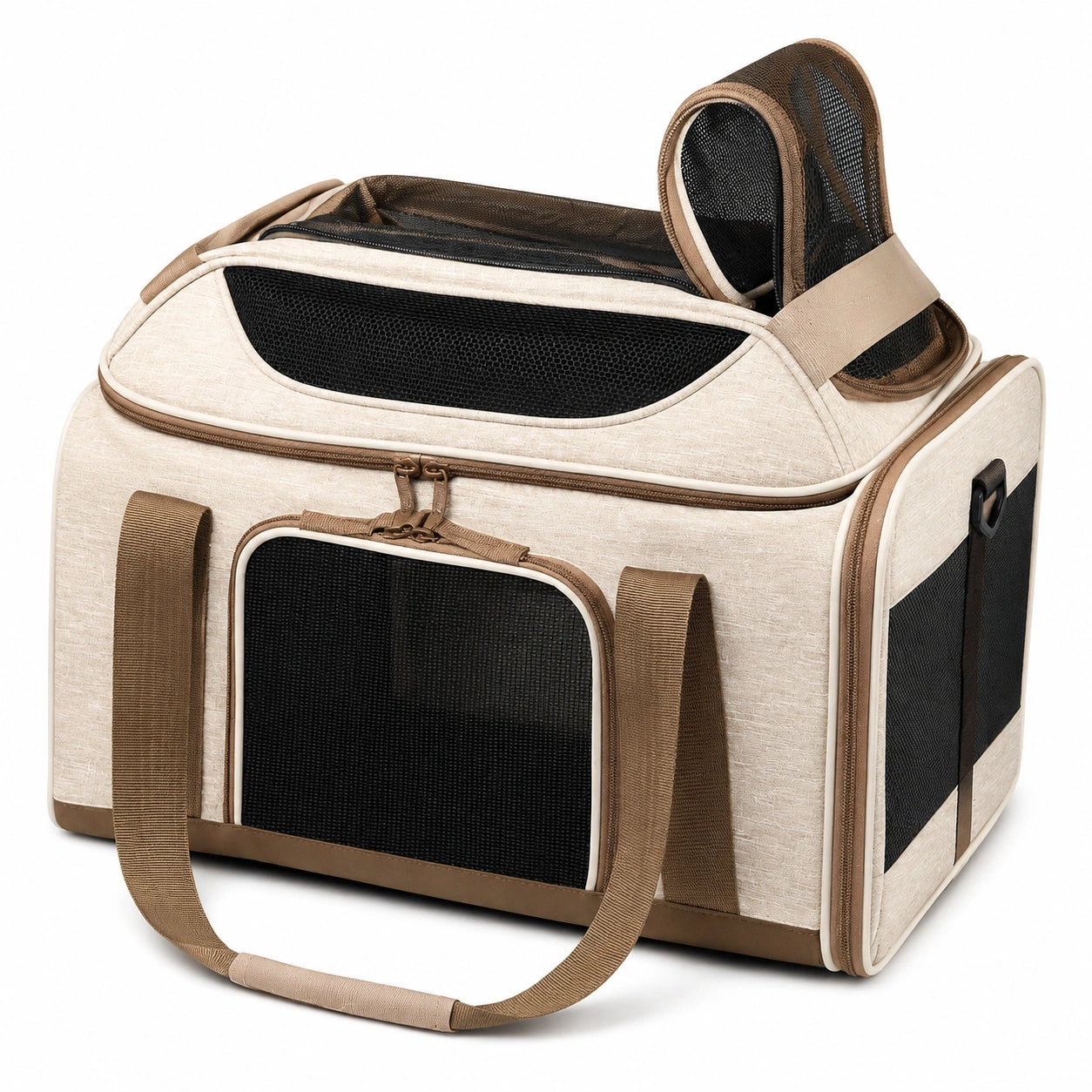Sac de transport pliable pour animaux Beige/Marron